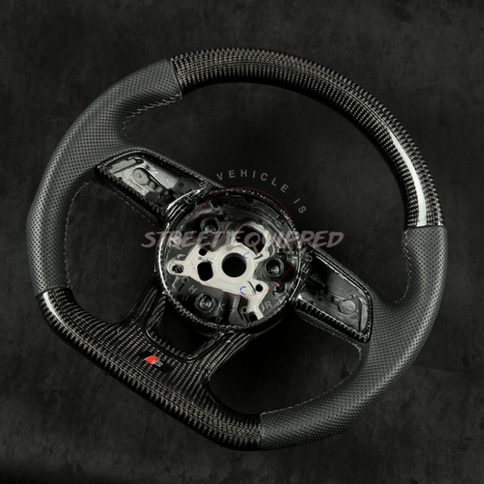 Audi Custom Carbon Steering Wheel - V2 Round Airbag (OEM Style & Thickness)
