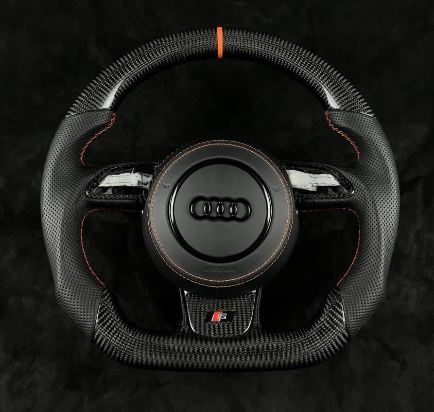 Audi Custom Carbon Steering Wheel - V2 Round Airbag (OEM Style & Thickness)