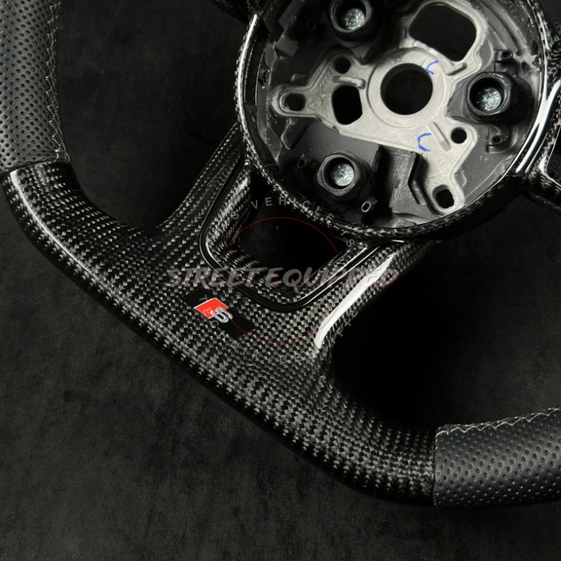 Audi Custom Carbon Steering Wheel - V2 Round Airbag (OEM Style & Thickness)