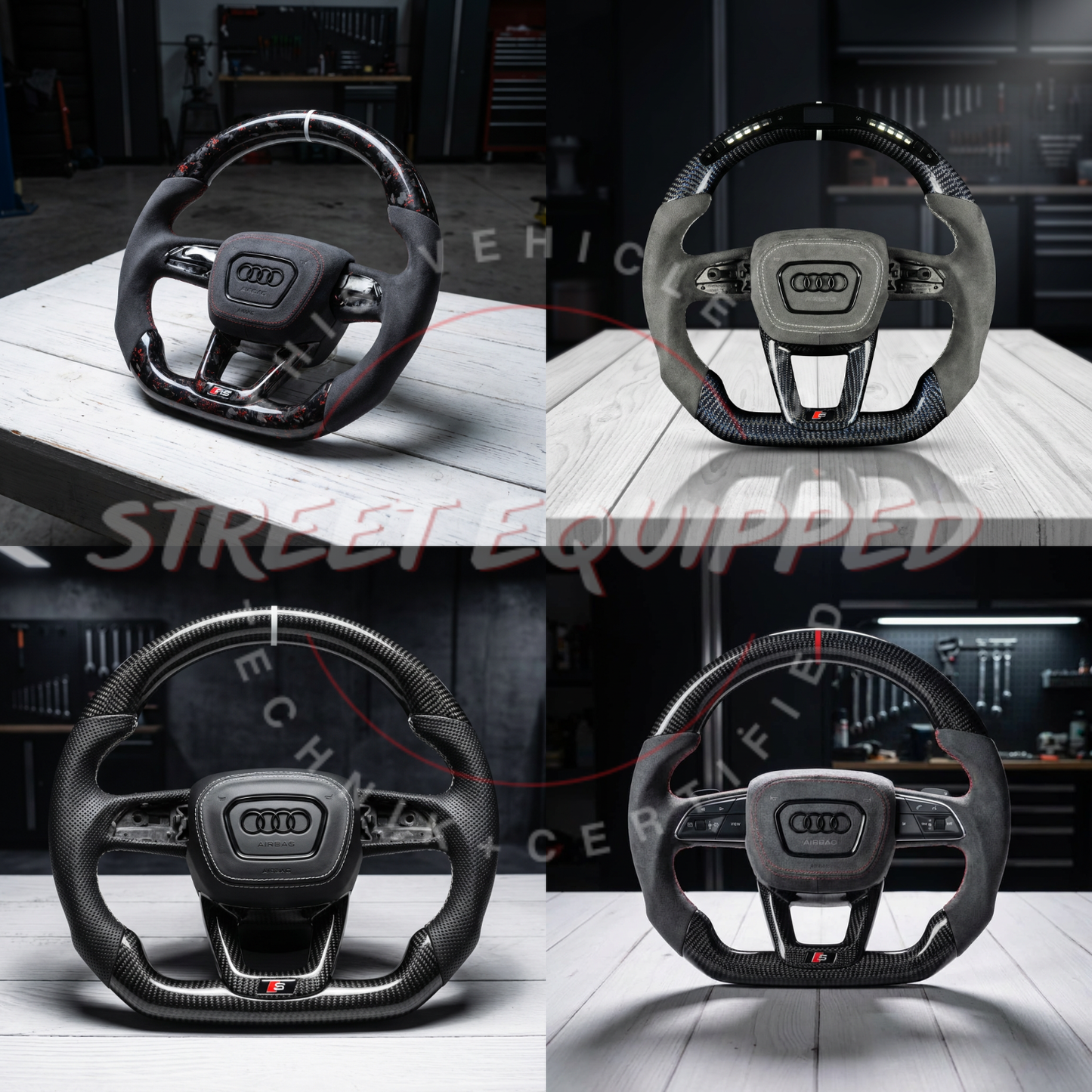 Audi B9.5 Custom Carbon Steering Wheel - V1 Square Airbag