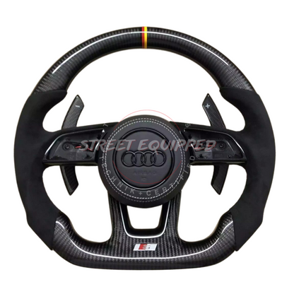 Audi B9 Custom Carbon Steering Wheel - V1 Round Airbag