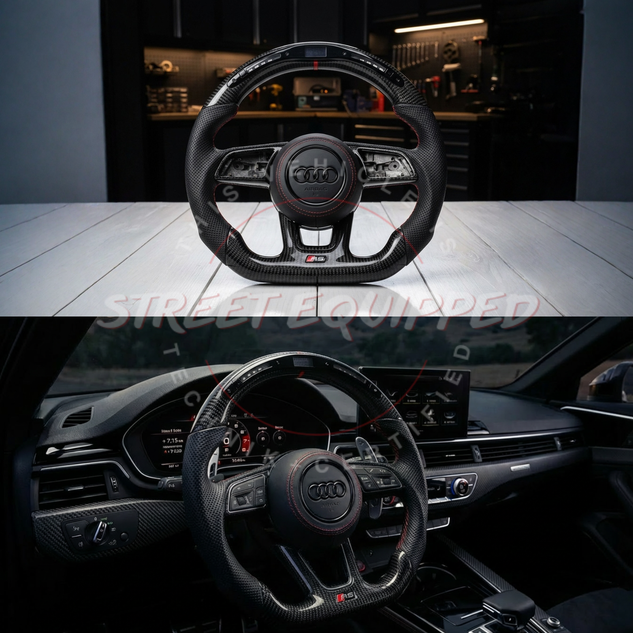 Audi B9 Custom Carbon Steering Wheel - V1 Round Airbag