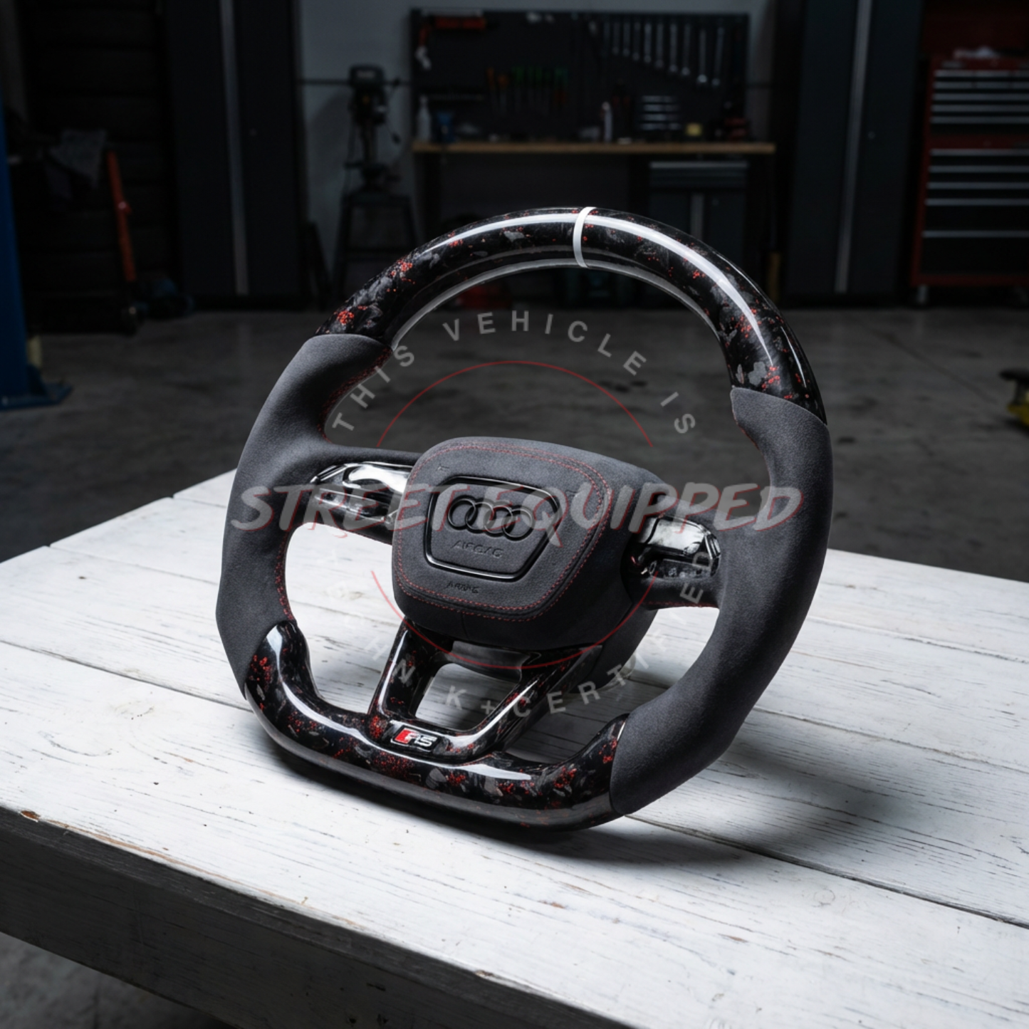 Audi B9.5 Custom Carbon Steering Wheel - V1 Square Airbag
