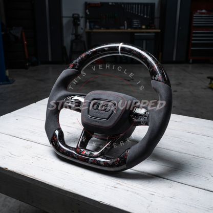 Audi B9.5 Custom Carbon Steering Wheel - V1 Square Airbag