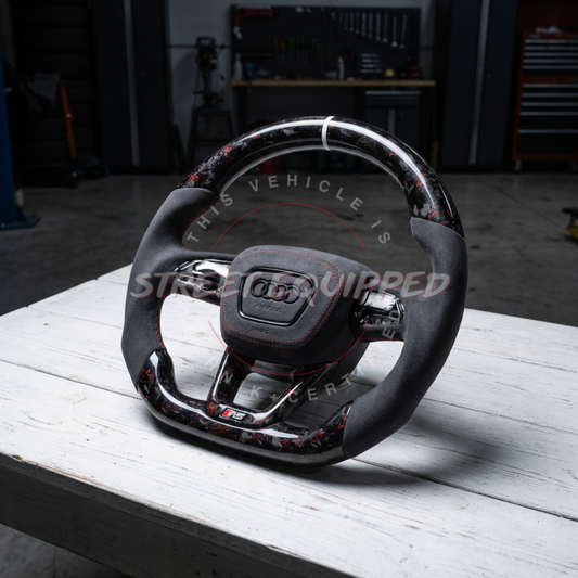 Audi B9.5 Custom Carbon Steering Wheel - V1 Square Airbag image 2