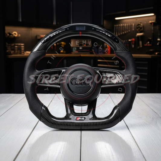 Audi B9 Custom Carbon Steering Wheel - V1 Round Airbag image 2
