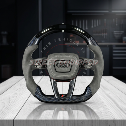 Audi B9.5 Custom Carbon Steering Wheel - V1 Square Airbag