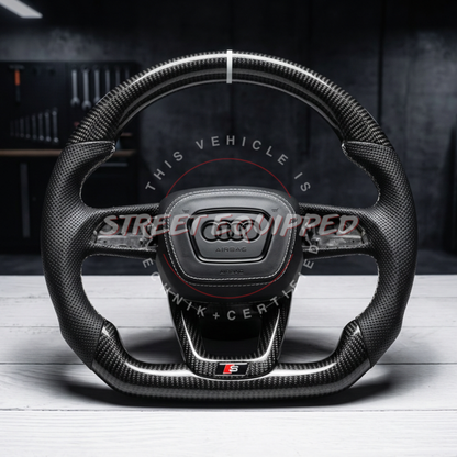 Audi B9.5 Custom Carbon Steering Wheel - V1 Square Airbag