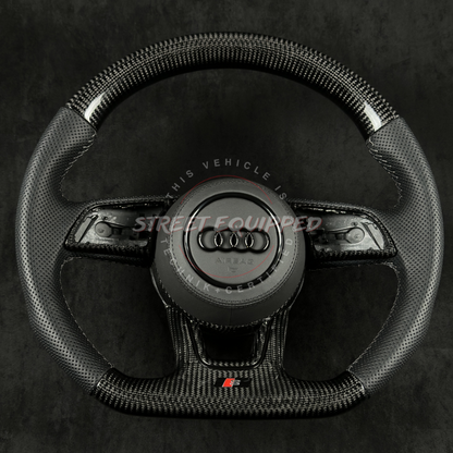 Audi B9 Custom Carbon Steering Wheel - V2 Round Airbag (OEM Style & Thickness)